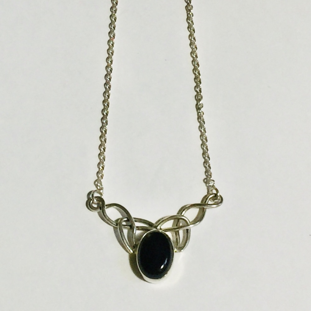 Black Onyx 925 Sterling Silver Pendant with chain